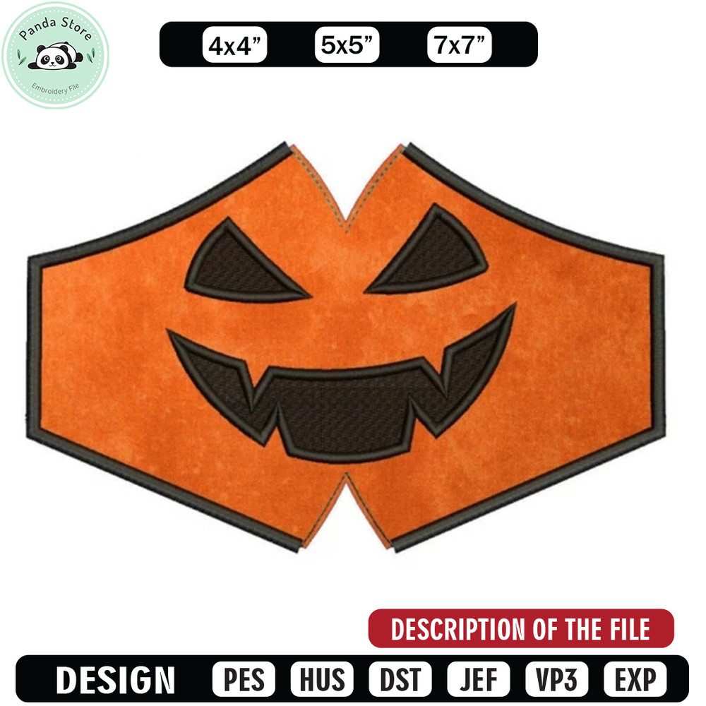Face mask halloween embroidery design, Halloween Embroidery, Halloween design, Embroidered shirt, digital download.jpg