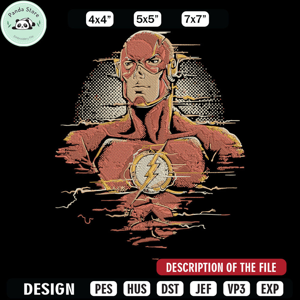 Flash poster Embroidery Design, DC comics Embroidery, Embroidery File, Anime Embroidery, Anime shirt, Digital download.jpg