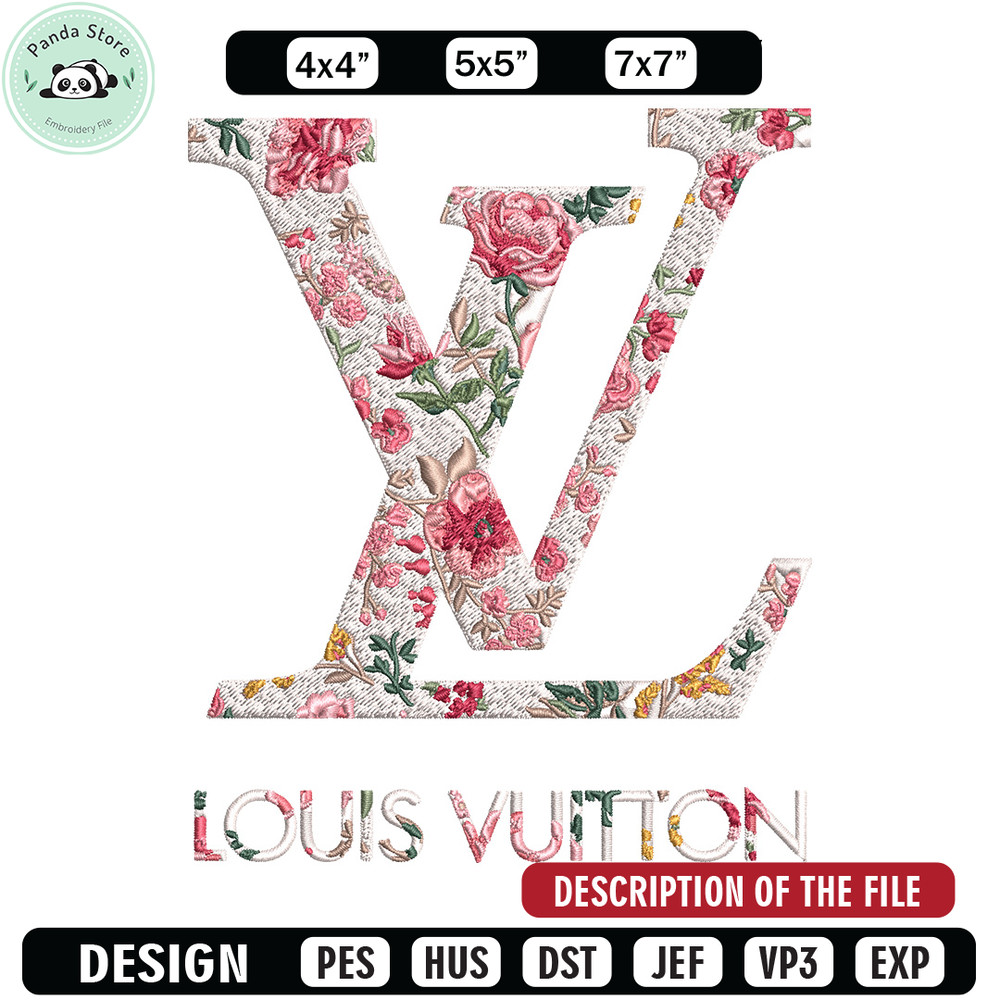 Flower louis vuitton Embroidery Design, Lv Embroidery, Embroidery File, Brand Embroidery, Logo shirt, Digital download.jpg