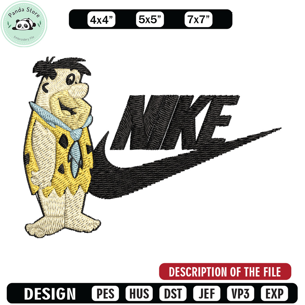 Fred Flintstone Nike Embroidery design, Fred Flintstone Embroidery, Nike design, Embroidery file, Instant download.jpg