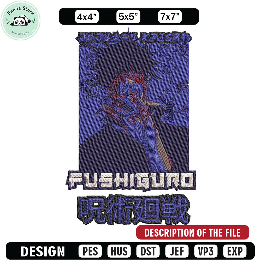 Fushiguro Embroidery Design,Jujutsu Embroidery, Embroidery File, Anime Embroidery, Anime shirt, Digital download.jpg