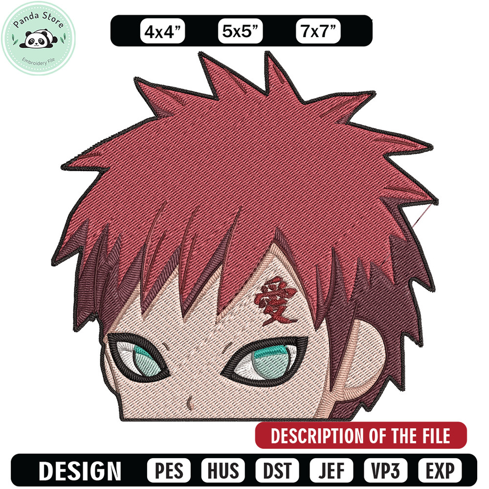 Gaara Peeker Embroidery Design, Naruto Embroidery, Embroidery File, Anime Embroidery,Anime shirt, Digital download.jpg