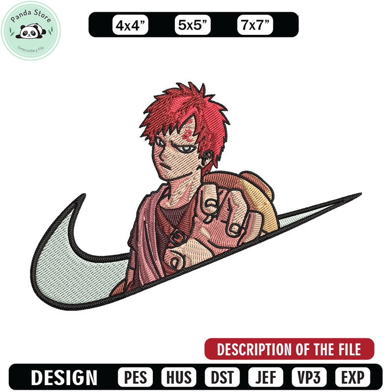 Gaara x nike Embroidery Design, Naruto Embroidery, Embroidery File, Nike Embroidery, Anime shirt, Digital download.jpg