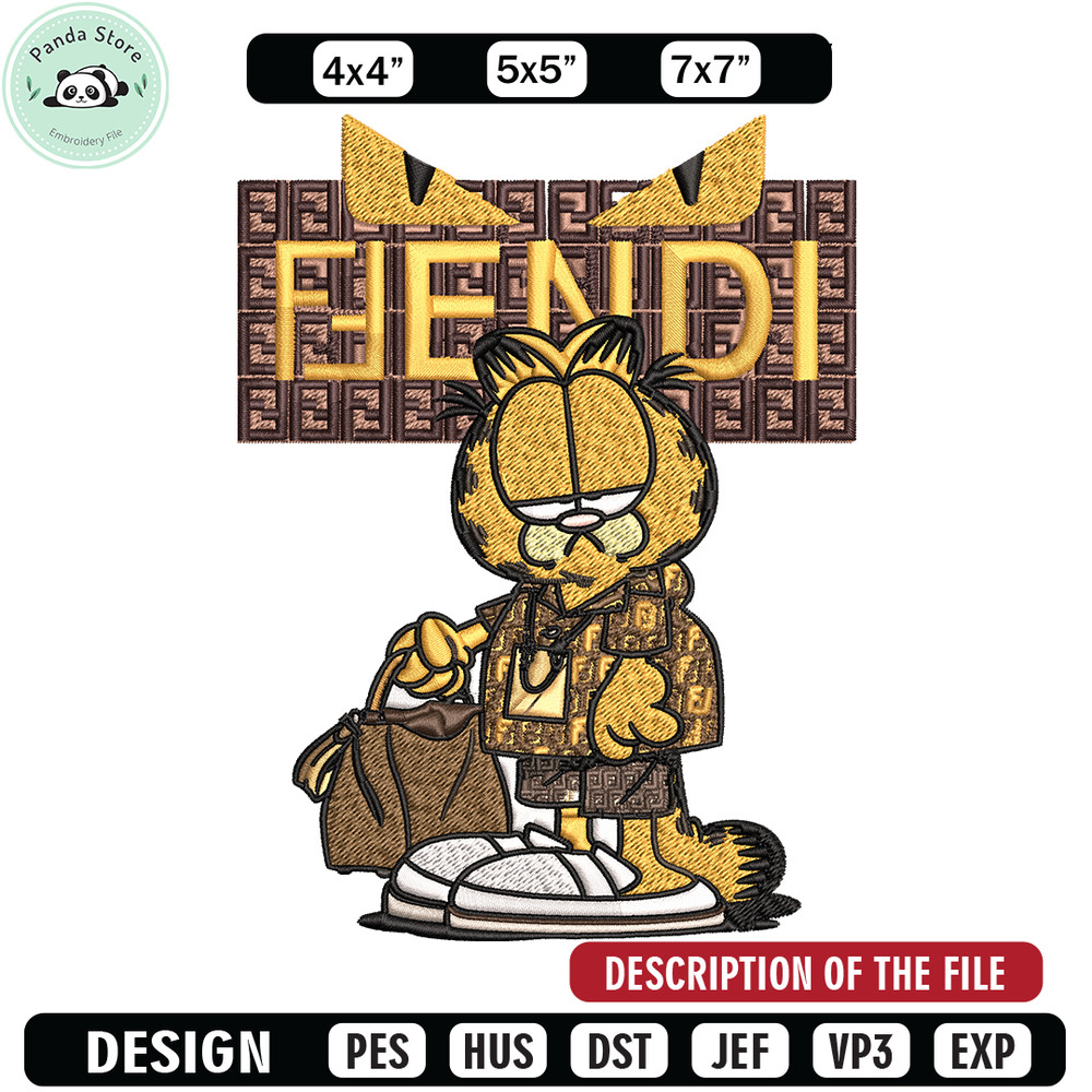 Garfield Fendi Embroidery design, Garfield Fendi cartoon Embroidery, cartoon design, Embroidery File, Digital download.jpg