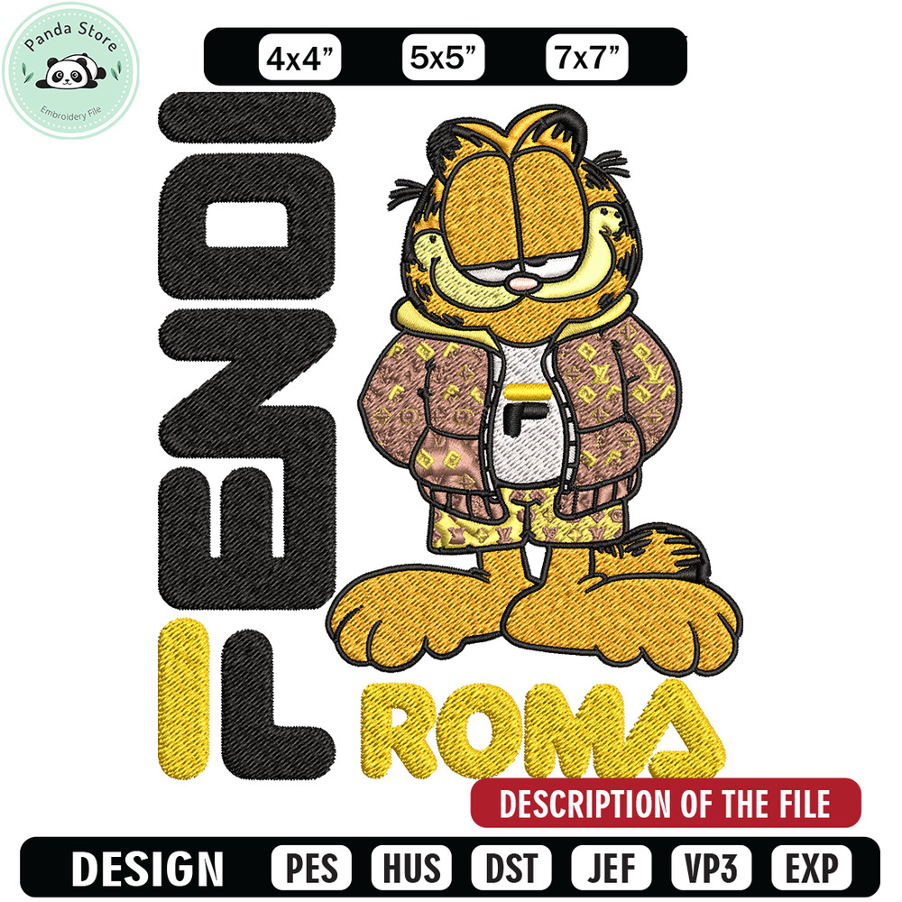 Garfield Fendi Embroidery design, Garfield Fendi cartoon Embroidery, cartoon design, Embroidery File, Instant download.jpg