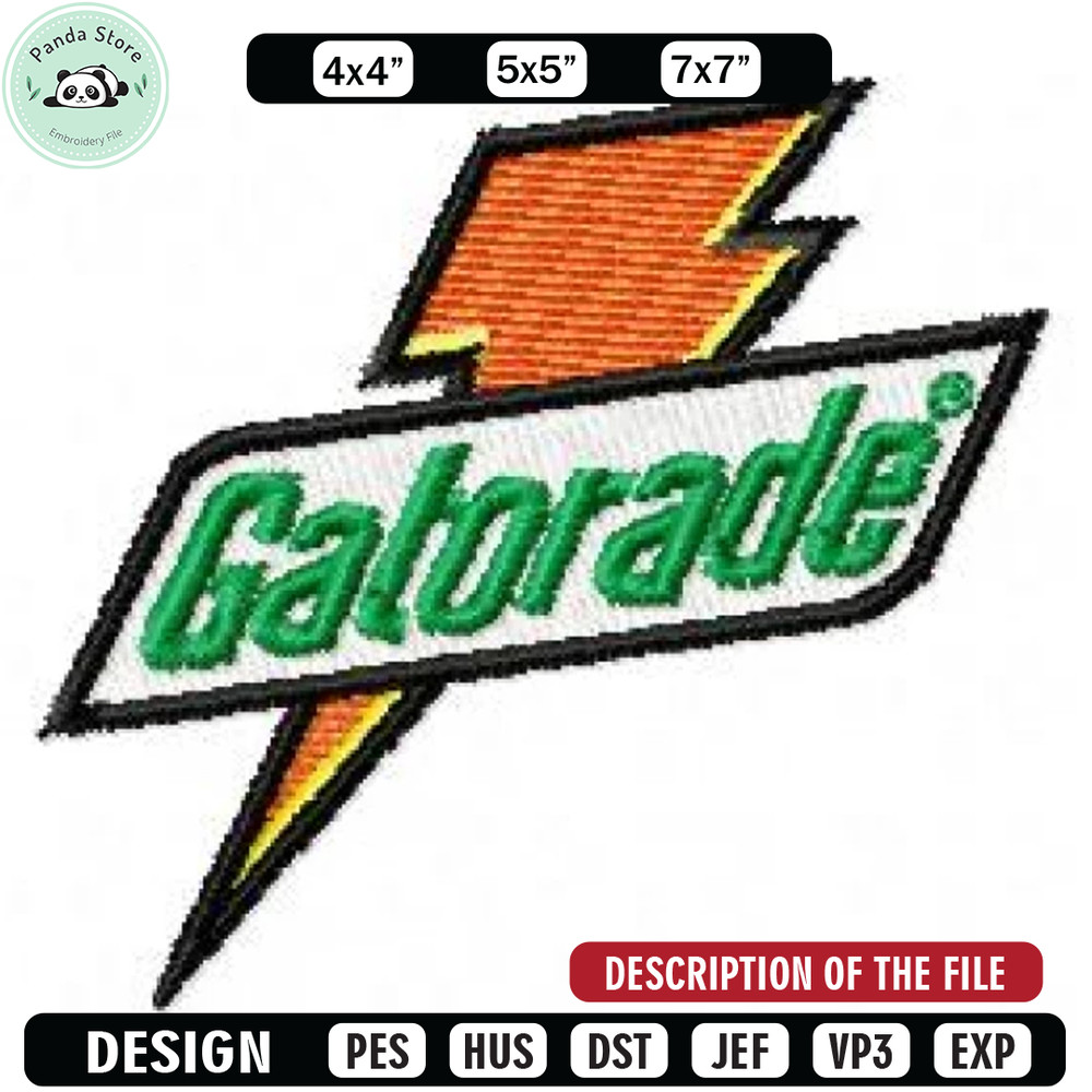 Gatorade logo embroidery design, Embroidery design, Sale design, Embroidered shirt, Logo Embroidered, digital download.jpg