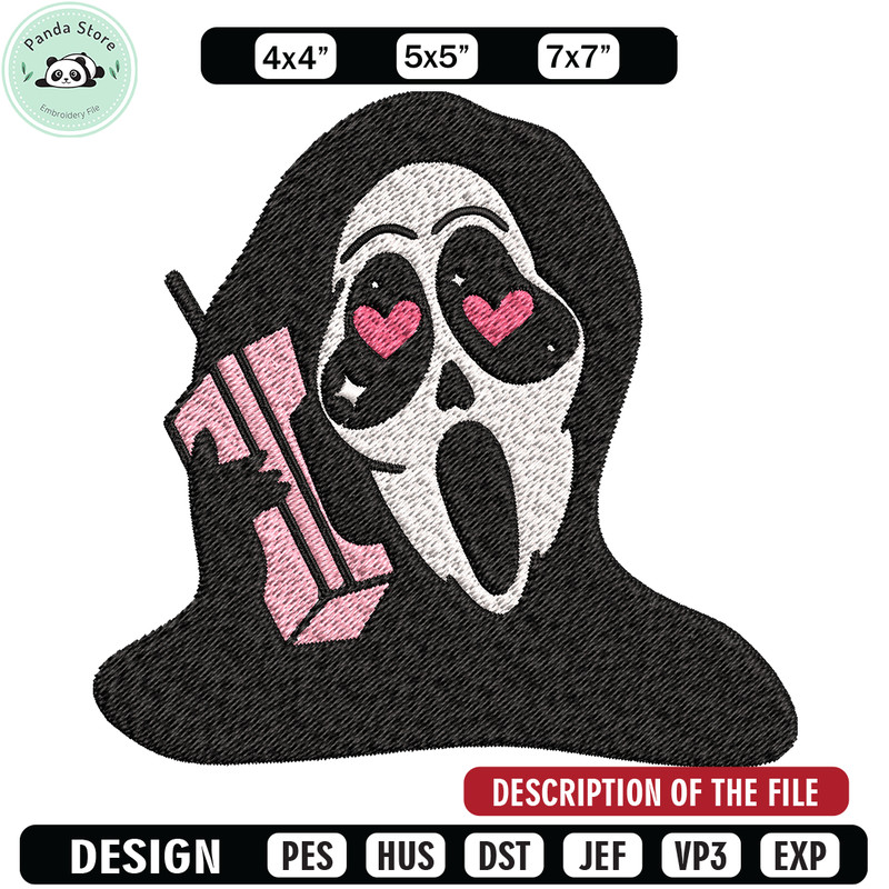 Ghost Face Call Me Embroidery design, Ghost Face Embroidery, Embroidery File, Horror design, Digital download.jpg