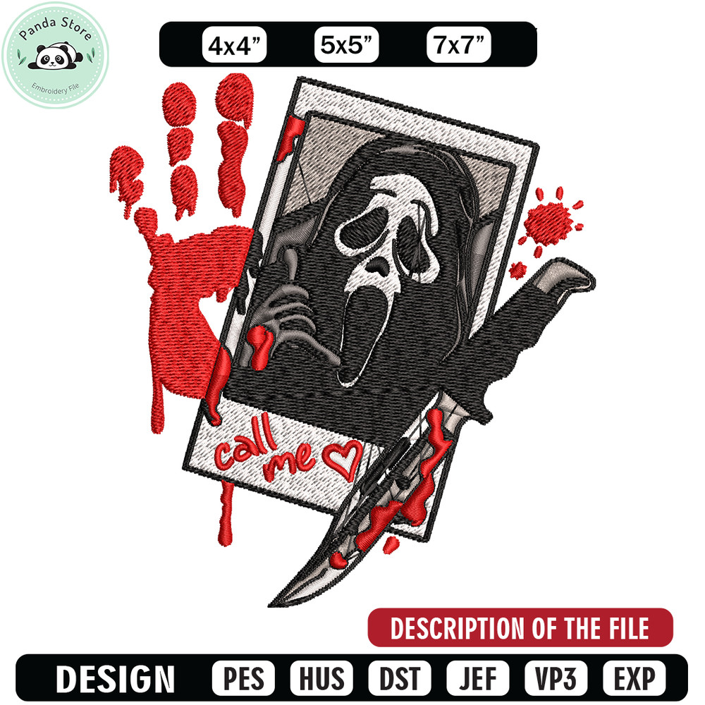 Ghost face Embroidery design, Ghost face horror Embroidery, horror design, Embroidery File, Digital download.jpg