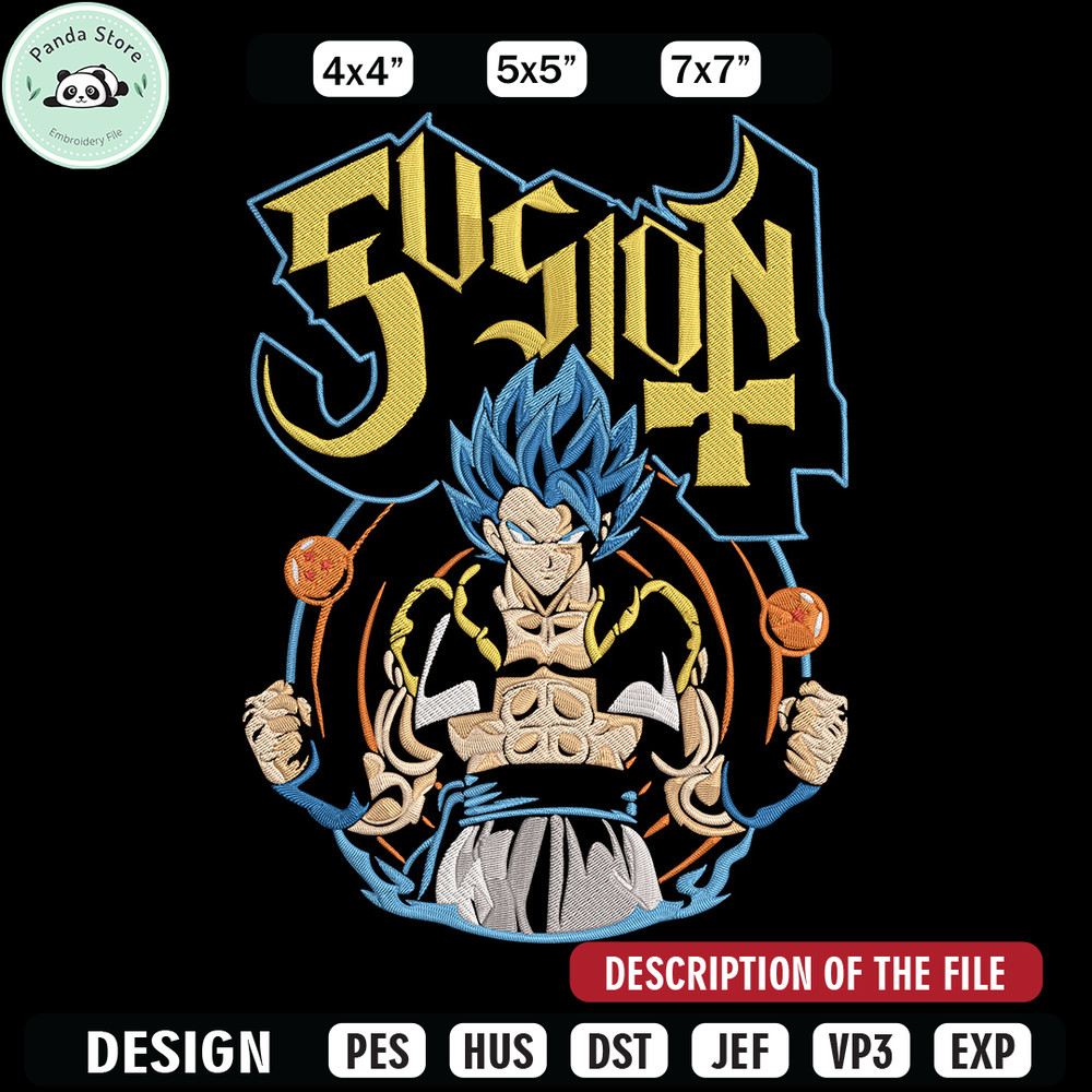 Gogeta Embroidery Design, Dragonball Embroidery, Embroidery File, Anime Embroidery, Anime shirt, Digital download 1.jpg