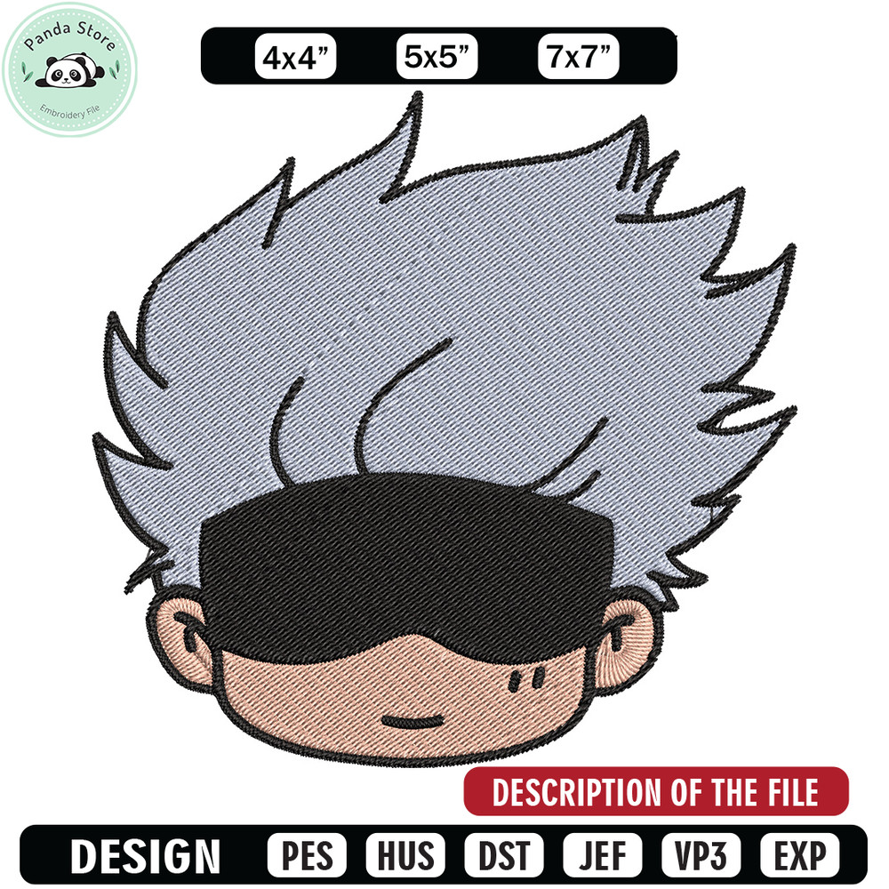 Gojo chibi Embroidery Design, Jujutsu Embroidery, Embroidery File, Anime Embroidery, Anime shirt, Digital download.jpg