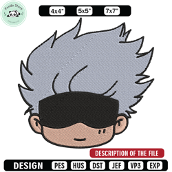 gojo chibi embroidery design, jujutsu embroidery, embroidery file, anime embroidery, anime shirt, digital download