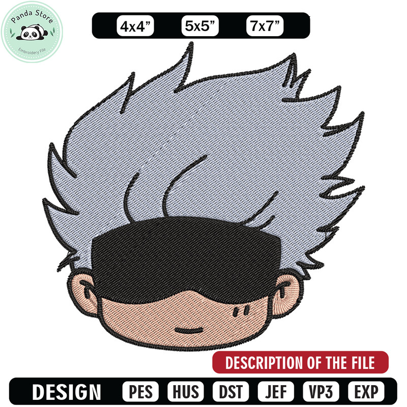 Gojo chibi Embroidery Design, Jujutsu Embroidery, Embroidery File, Anime Embroidery, Anime shirt, Digital download.jpg