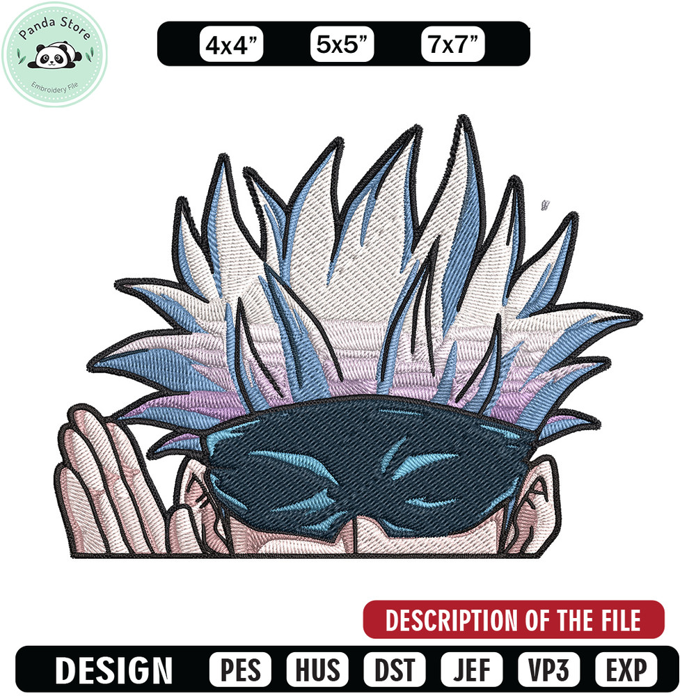 Gojo Peeker Embroidery Design, Jujutsu Embroidery, Embroidery File, Anime Embroidery, Anime shirt, Digital download.jpg