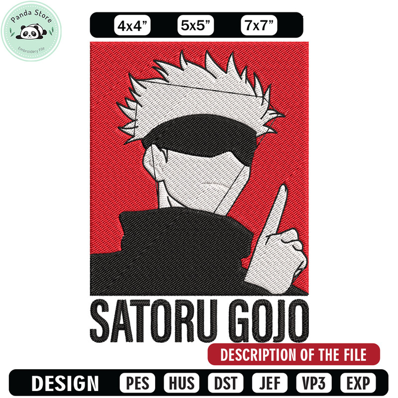 Gojo poster Embroidery Design, Jujutsu Embroidery, Embroidery File, Anime Embroidery,Anime shirt, Digital download.jpg