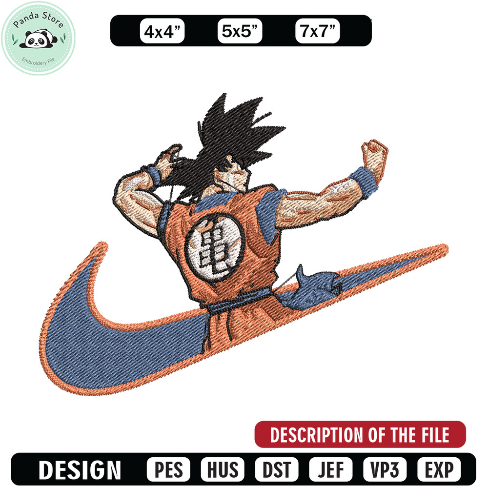 Goku Nike embroidery design, Dragon ball embroidery, Nike design, anime design, anime shirt, Digital download.jpg