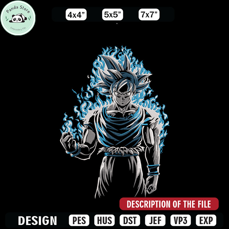 Goku ultra Embroidery Design, Dragonball Embroidery, Embroidery File, Anime Embroidery, Anime shirt, Digital download.jpg