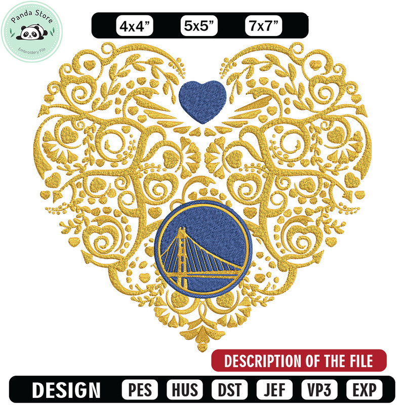 Golden State Warriors heart embroidery design, NBA embroidery,Sport embroidery, Embroidery design,Logo sport embroidery.jpg