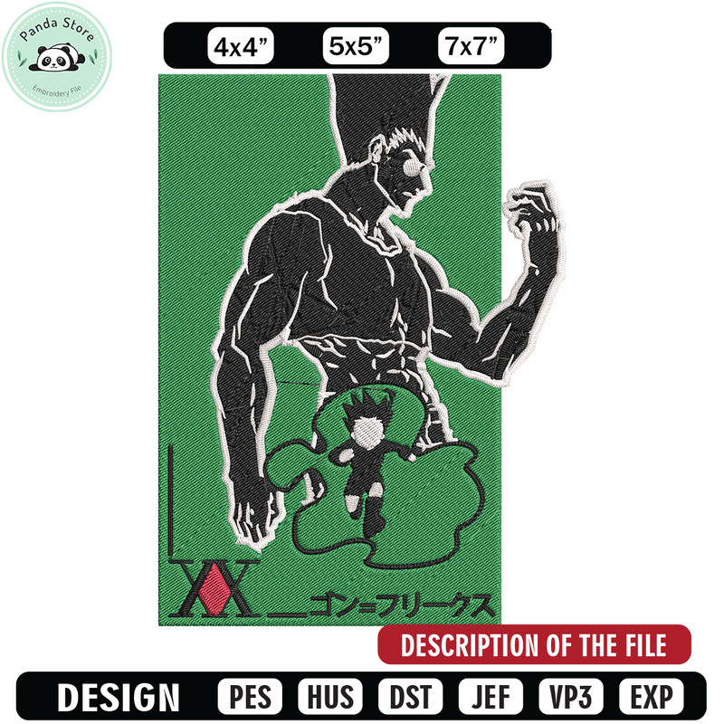 Gon poster Embroidery Design, Hunter x hunter Embroidery,Embroidery File, Anime Embroidery, Anime shirt,Digital download.jpg