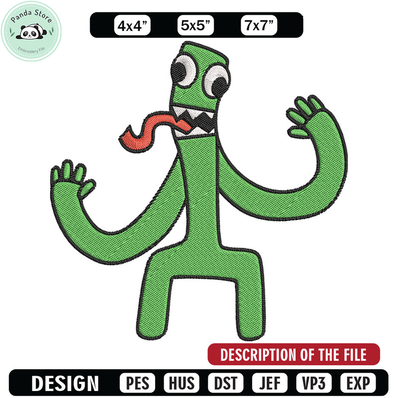 Green Rainbow Embroidery Design, Rainbow Friends Embroidery, Embroidery File, Anime Embroidery, Digital download.jpg