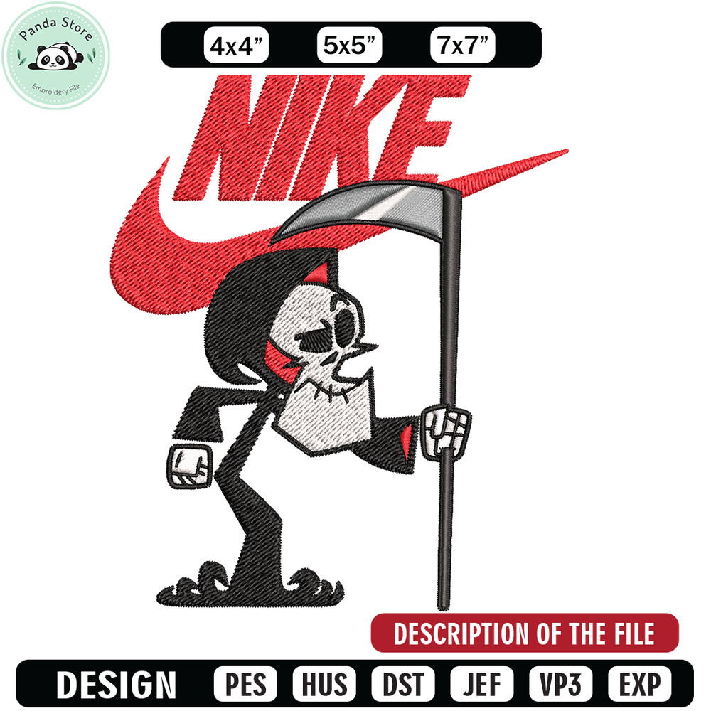 Grim cartoon Nike Embroidery design, Grim cartoon Embroidery, Nike design, Embroidery file, logo shirt, Instant download.jpg