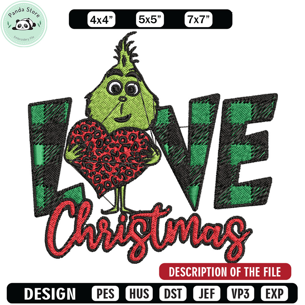Grinch Love Christmas Embroidery design, Grinch christmas Embroidery, Grinch design, Embroidery file, Instant download.jpg