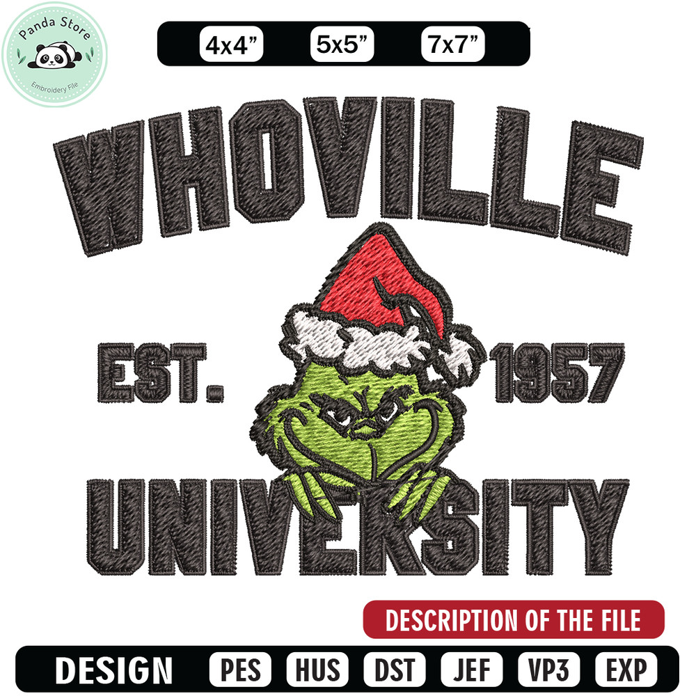 Grinch Whoville University Christmas Embroidery design, Grinch Christmas Embroidery, Grinch design, Digital download 1.jpg