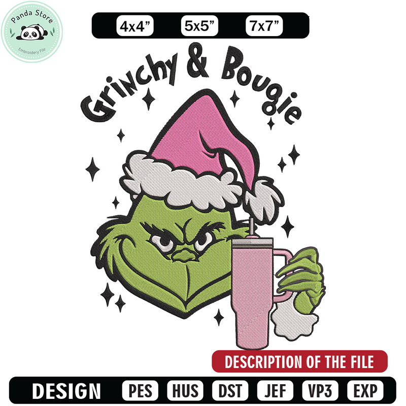 Grinchy bougie Embroidery Design, Grinch Embroidery, Embroidery File,Chrismas Embroidery, Anime shirt, Digital download.jpg