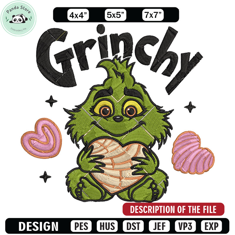 Grinchy cute Embroidery Design, Grinch Embroidery, Embroidery File, Chrismas Embroidery, Anime shirt,Digital download.jpg