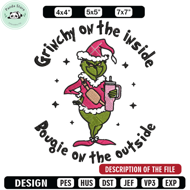 Grinchy Embroidery Design, Grinch Embroidery, Embroidery File, Chrismas Embroidery, Anime shirt, Digital download.jpg