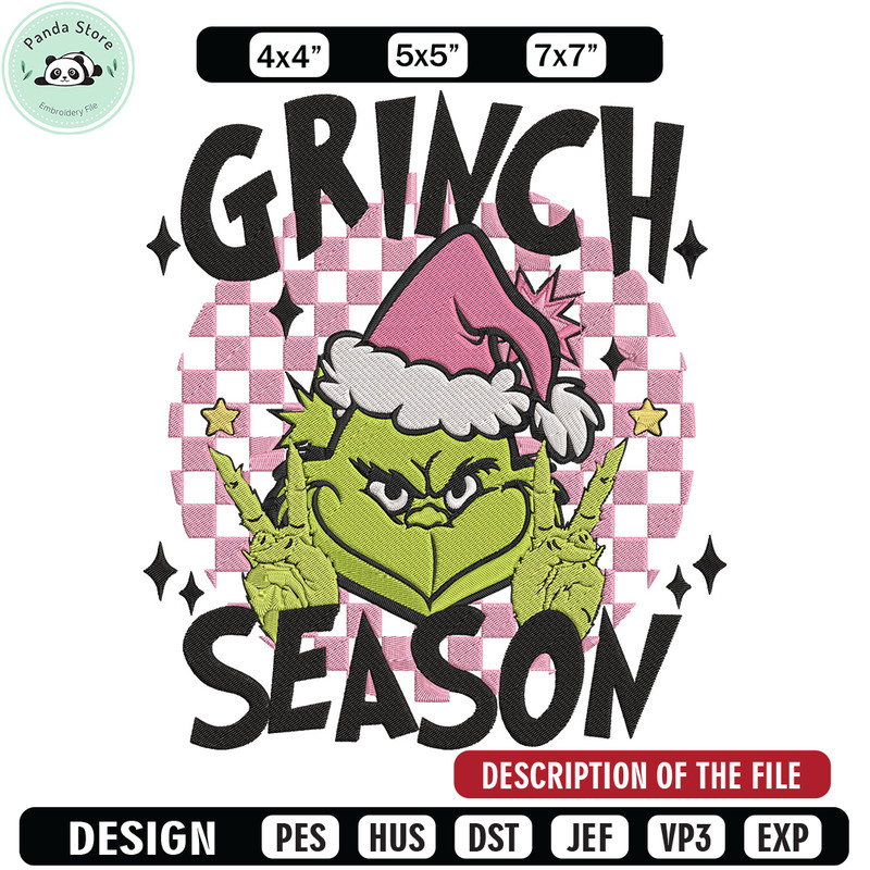 Grinchy season Embroidery Design, Grinch Embroidery, Embroidery File,Chrismas Embroidery, Anime shirt, Digital download.jpg