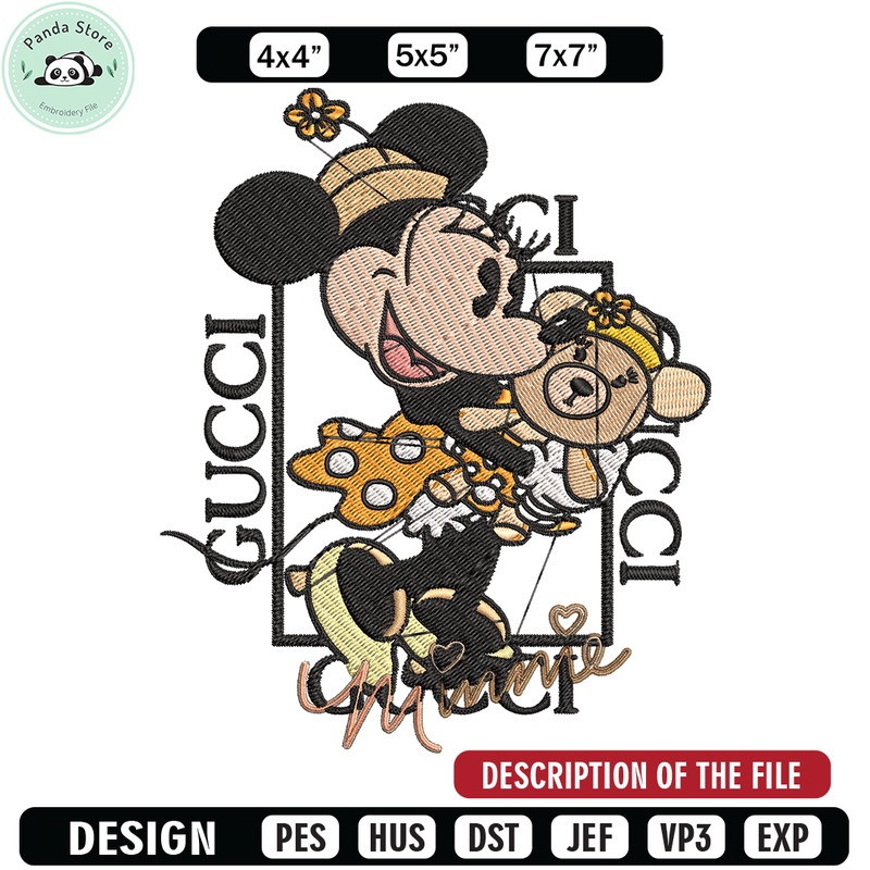 Gucci Minnie mouse Embroidery design, Gucci Embroidery, Disney design, Embroidery File, cartoon shirt, Instant download.jpg