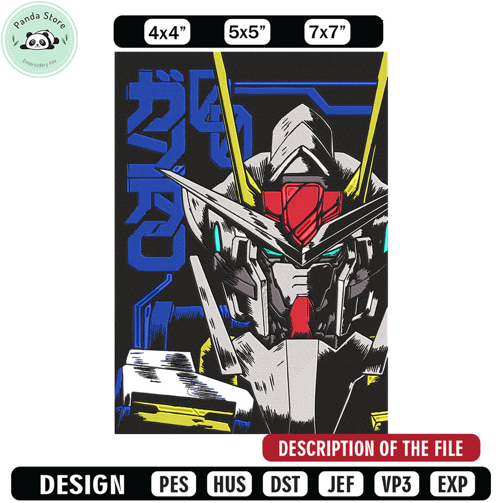 Gundam robot Embroidery Design, Gundam Embroidery, Embroidery File, Anime Embroidery,Anime shirt, Digital download.jpg