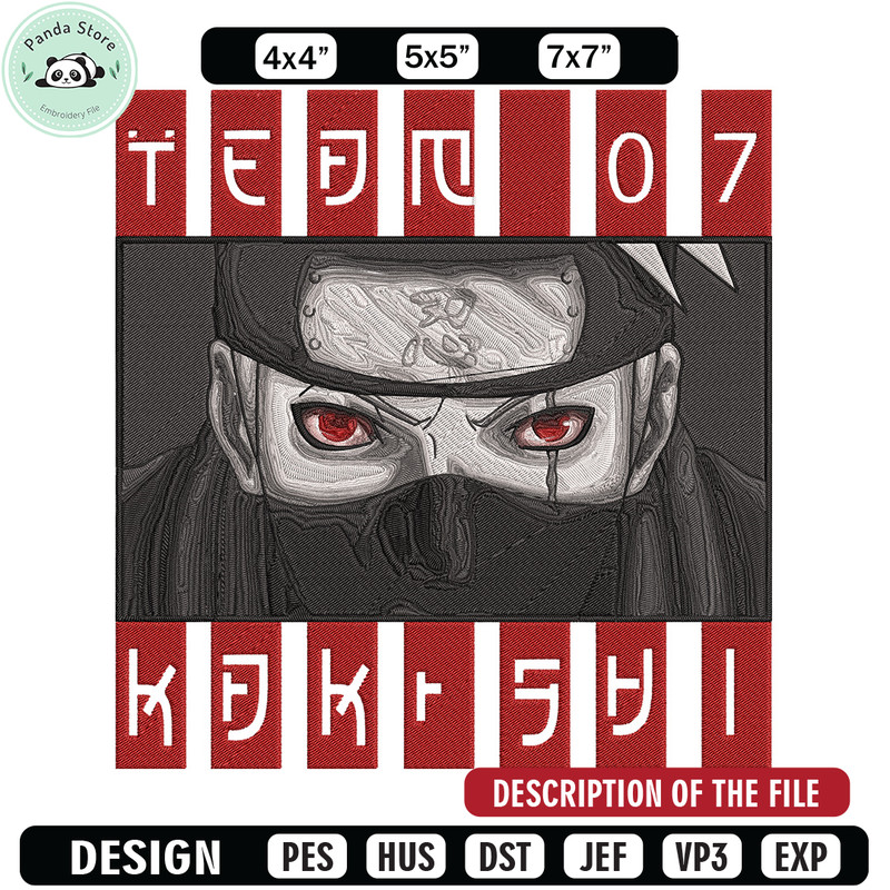 Hatake Kakashi Embroidery Design, Naruto Embroidery, Embroidery File, Anime Embroidery, Anime shirt,Digital download.jpg