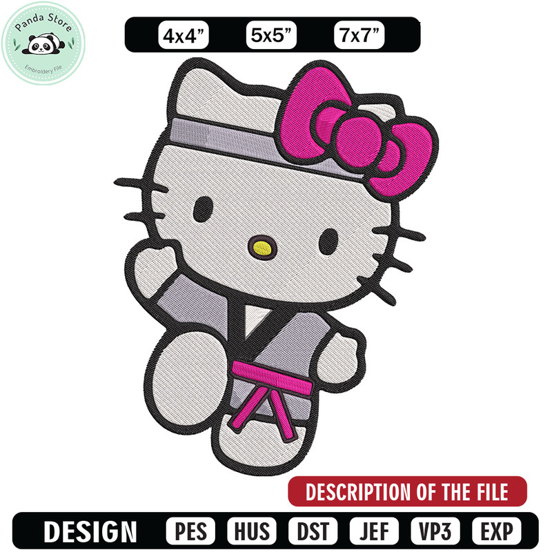 Hello kitty Taekwondo Embroidery Design, Hello kitty Embroidery, Embroidery File, Anime Embroidery, Digital download.jpg
