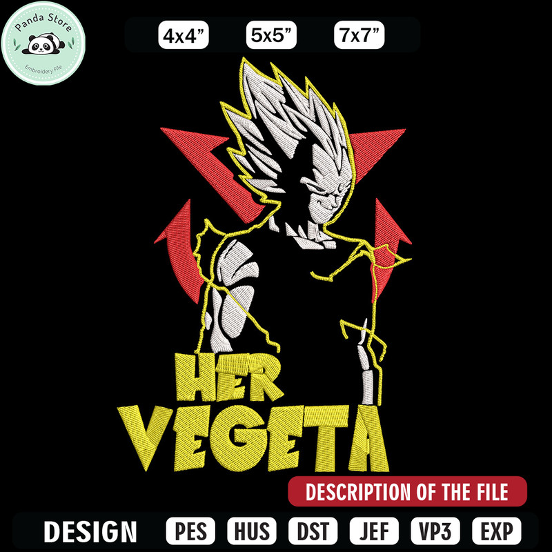 Her Vegeta Embroidery Design, Dragonball Embroidery, Embroidery File, Anime Embroidery, Anime shirt, Digital download.jpg