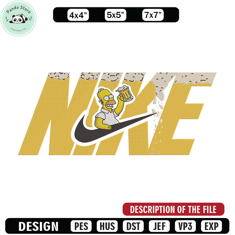 Homer x nike Embroidery Design, Simpson Embroidery, Embroidery File, Nike Embroidery, Anime shirt, Digital download 1.jpg