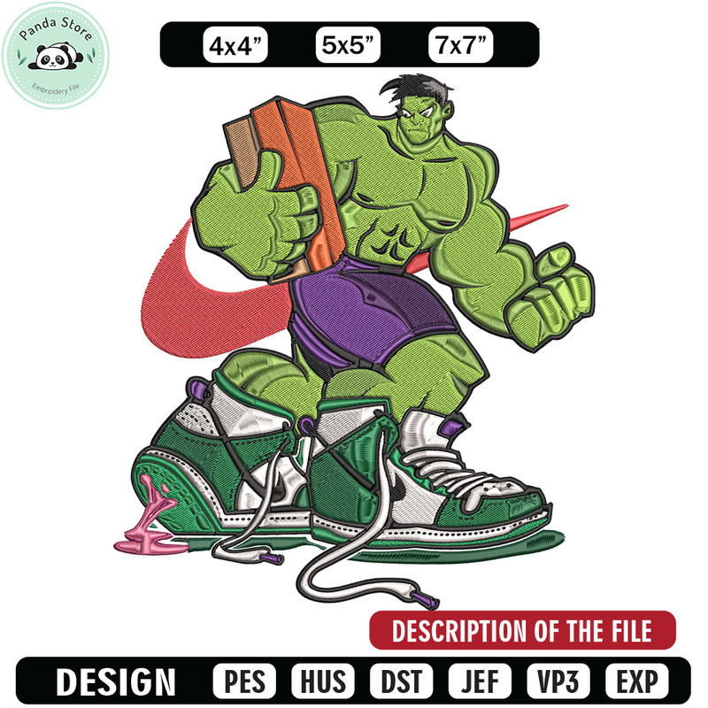 Hulk x nike Embroidery Design, Marvel Embroidery, Embroidery File, Nike Embroidery, Anime shirt, Digital download.jpg