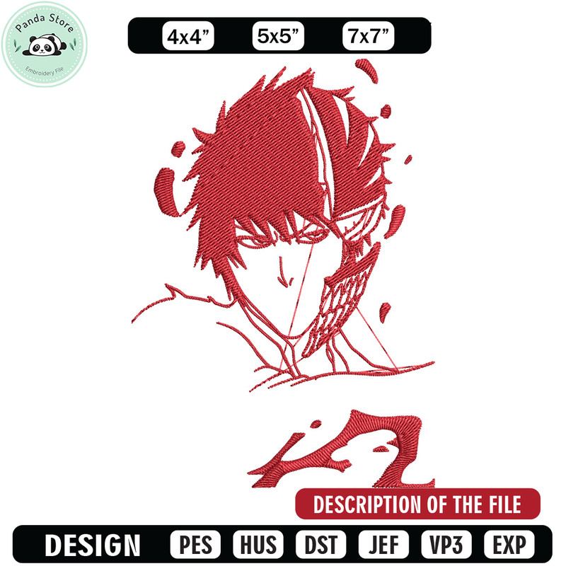 Ichigo poster Embroidery Design, Bleach Embroidery, Embroidery File, Anime Embroidery, Anime shirt, Digital download.jpg