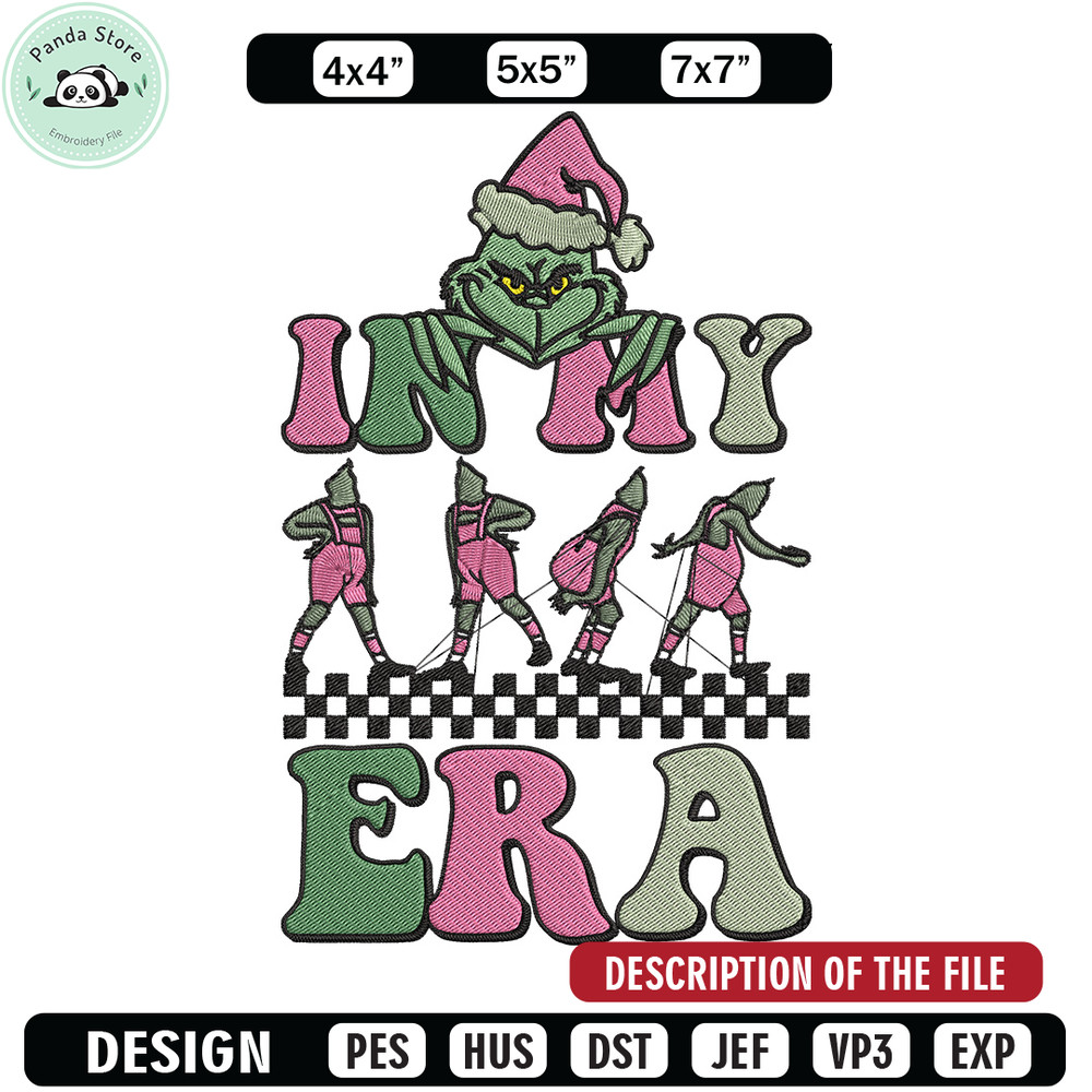 In my era Embroidery Design, Grinch Embroidery, Embroidery File, Chrismas Embroidery, Anime shirt, Digital download.jpg