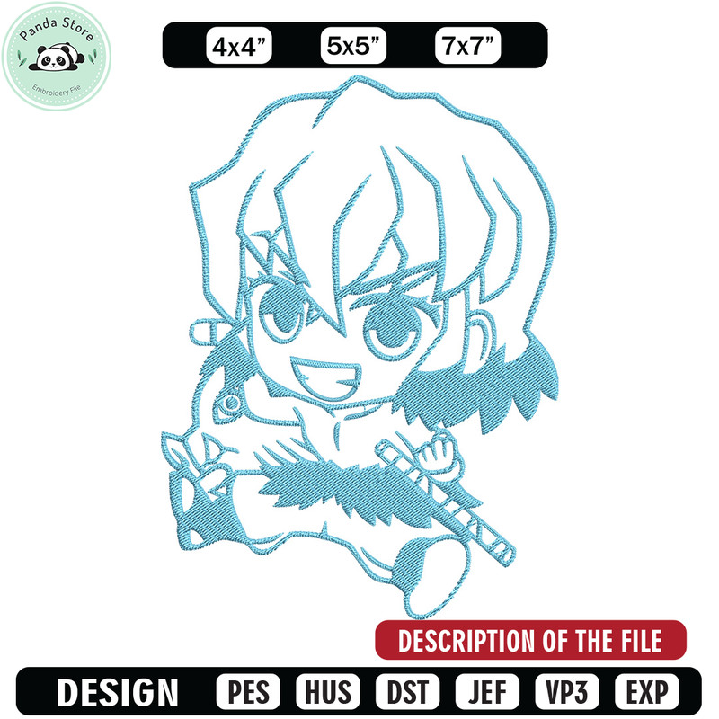 Inosuke chibi Embroidery Design,Demon slayer Embroidery,Embroidery File,Anime Embroidery,Anime shirt, Digital download.jpg