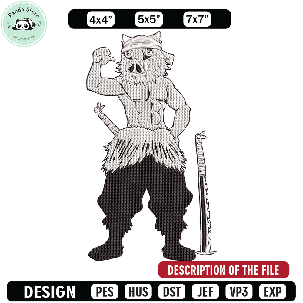 Inosuke Embroidery Design,Demon slayer Embroidery, Embroidery File,Anime Embroidery,Anime shirt,Digital download.jpg