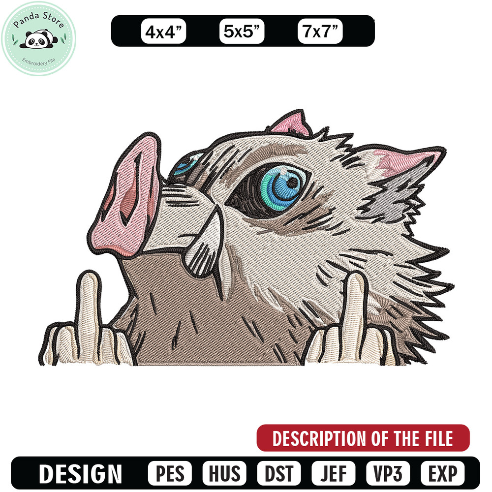 Inosuke Peeker Embroidery Design, Demon slayer Embroidery, Embroidery File, Anime Embroidery, Digital download 1.jpg