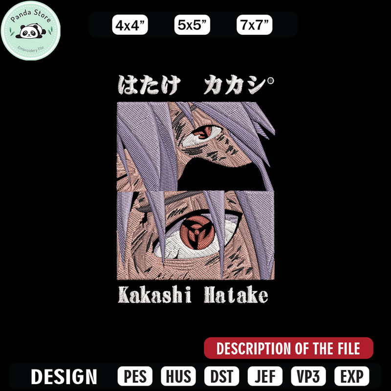 Kakashi hatake Embroidery Design, Naruto Embroidery, Embroidery File, Anime Embroidery,Anime shirt, Digital download.jpg
