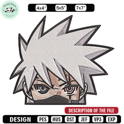 kakashi peeker embroidery design, naruto embroidery, embroidery file, anime embroidery, anime shirt, digital download