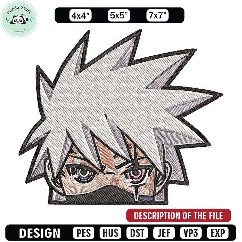 Kakashi Peeker Embroidery Design, Naruto Embroidery, Embroidery File, Anime Embroidery, Anime shirt, Digital download.jpg