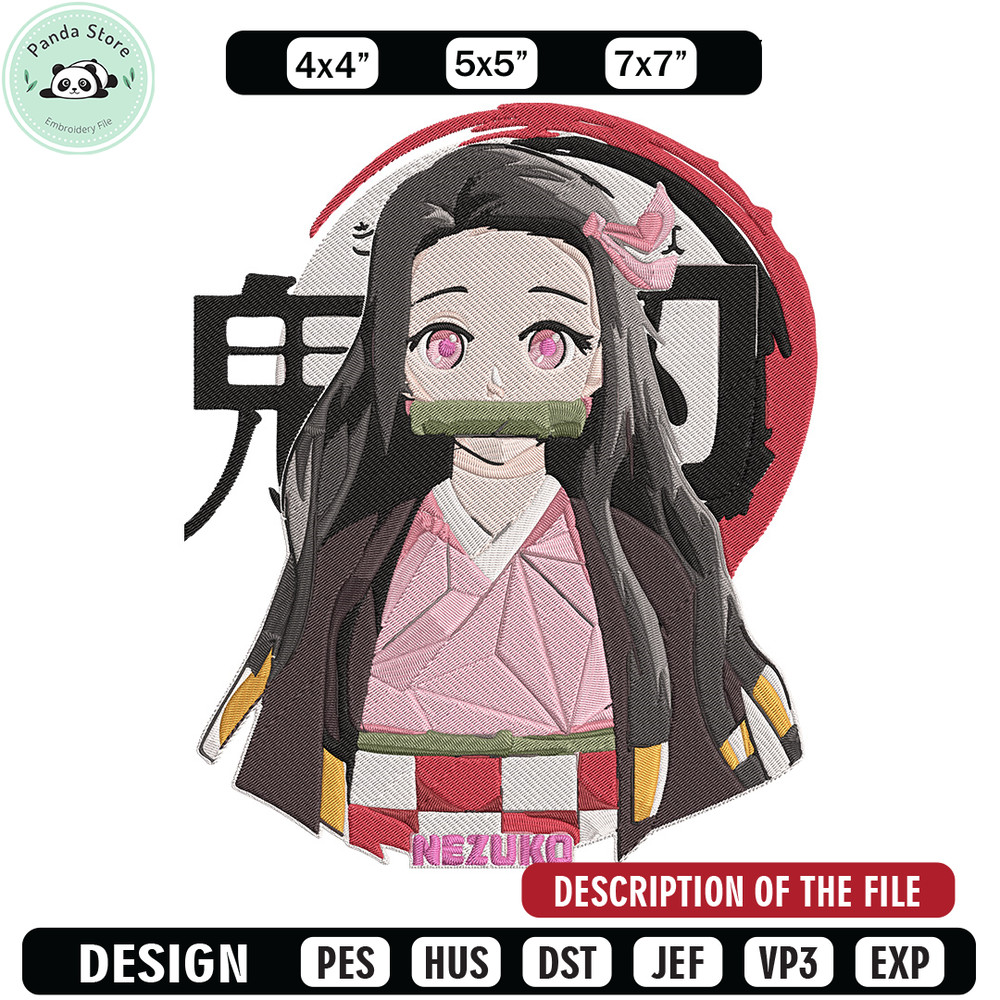 Kamado nezuko Embroidery Design, Demon slayer Embroidery, Embroidery File, Anime Embroidery, Digital download.jpg