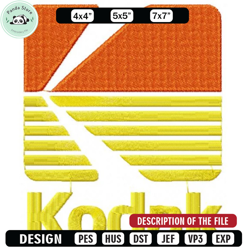 Kodak logo embroidery design, Embroidered shirt, Car Embroidery, Car design, Logo design, digital download.jpg