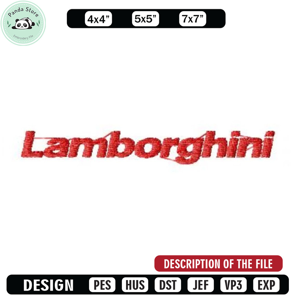 Lamboeghini logo text embroidery design, Embroidered shirt, Car Embroidery, Car design, Logo design, digital download.jpg