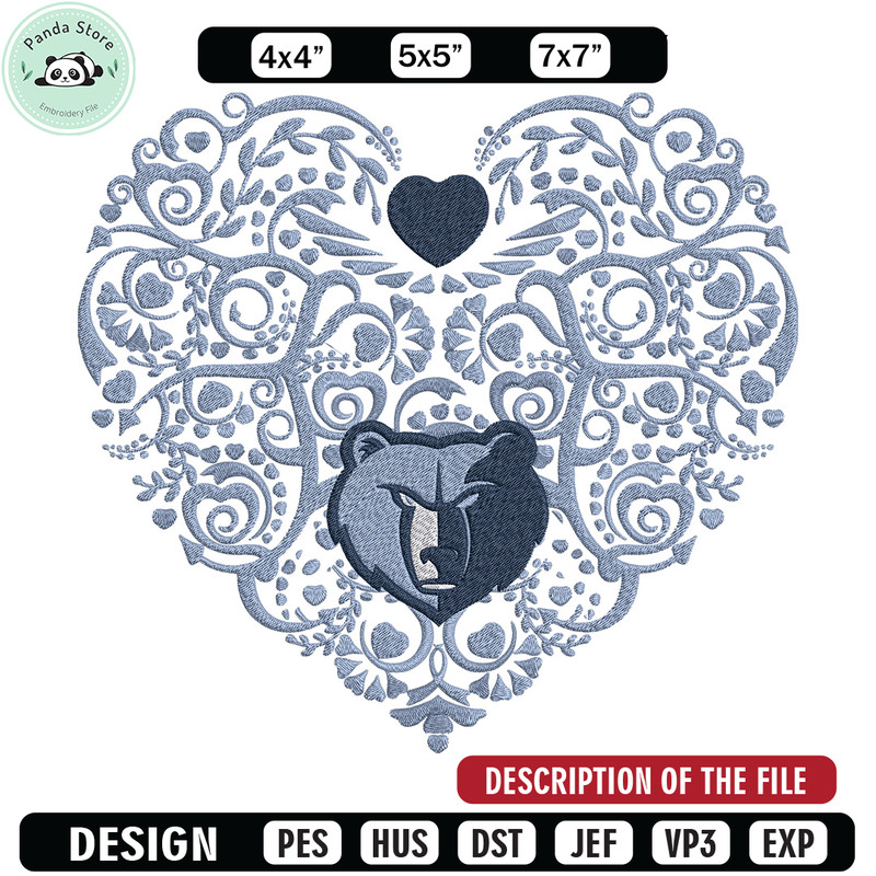 Memphis Grizzlies heart embroidery design, NBA embroidery, Sport embroidery,Embroidery design, Logo sport embroidery.jpg