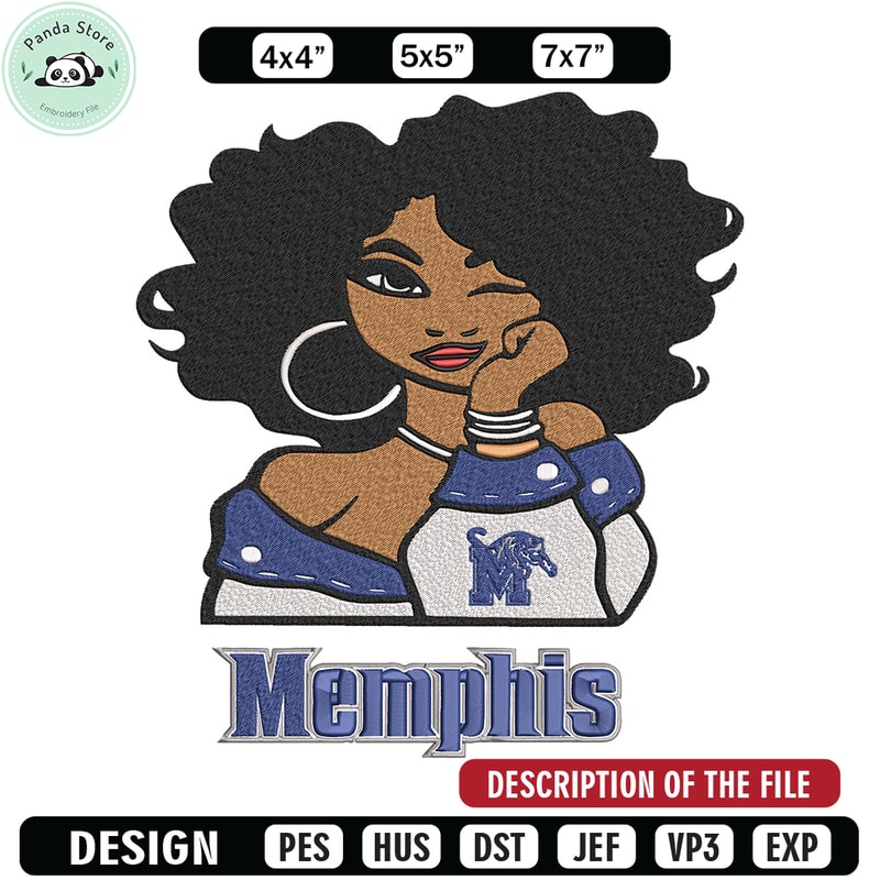 Memphis Tigers girl embroidery design, NCAA embroidery, Embroidery design, Logo sport embroidery, Sport embroidery.jpg
